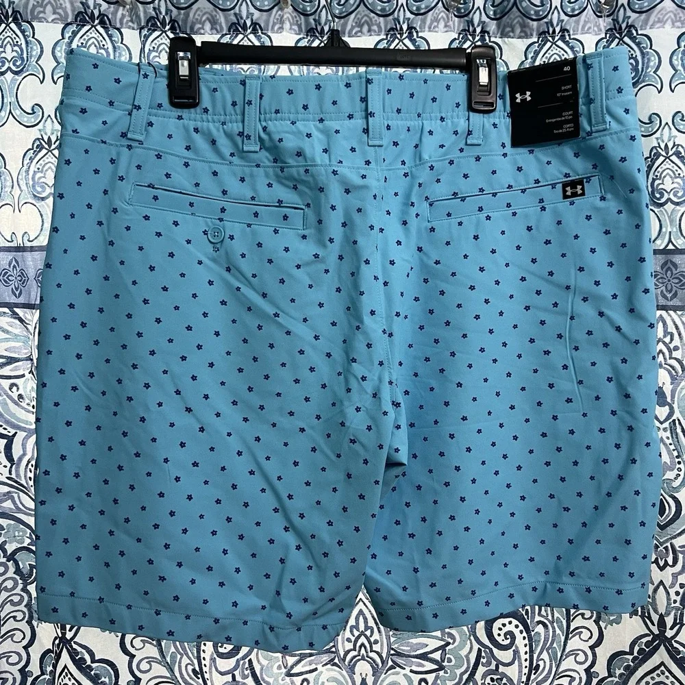 Under Armour UA Drive Printed Tapered Shorts Men 40 Blue Floral Golf Performance